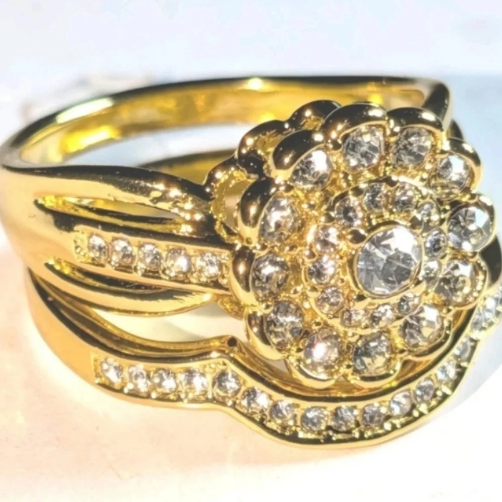 Womens 5ct Round Cut Lab Created Diamond Flower Shaped Wedding Ring Set Sz9